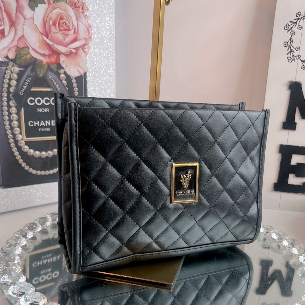 Younique NWOT Black Quilted Cosmetic Bag or clutch
